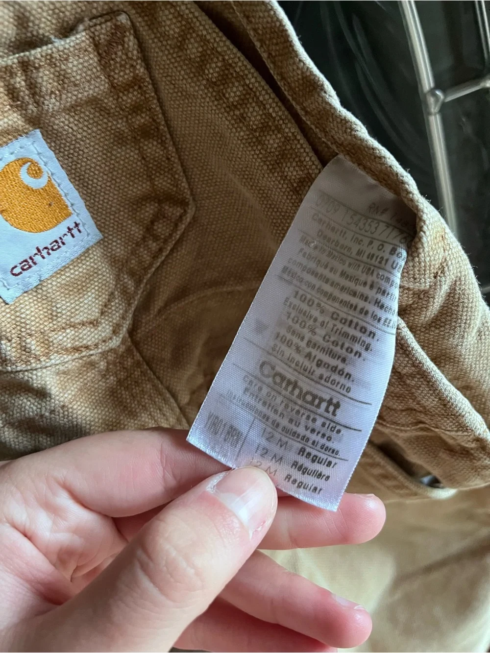 Carhartt Baby Brown Canvas Overalls with Front Patch Size 12 Months